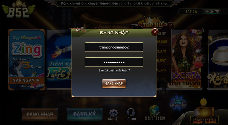 Đăng nhập B52 và tham gia chơi game trực tuyến đổi thưởng hấp dẫn