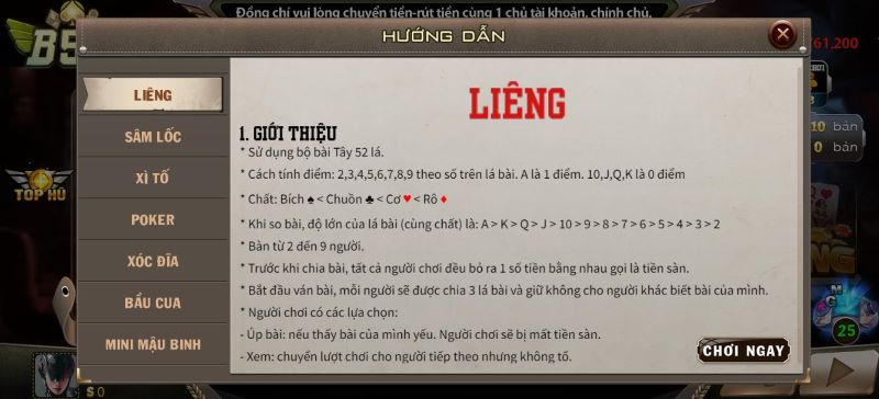 Cách chơi bài liêng đơn giản tại B52