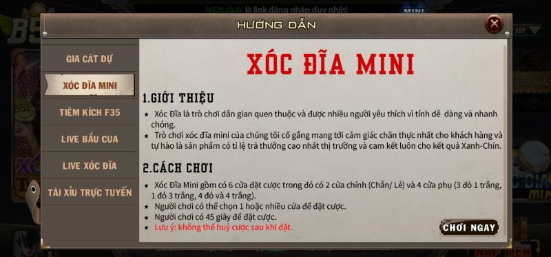 Hướng dẫn luật chơi mini game xóc đĩa